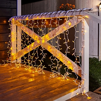 Гирлянда светодиодная Занавес 2х1,5м 360 LED ЖЕЛТЫЙ белый ПВХ IP65 постоянное свечение 230В блок в комплекте NEON-NIGHT