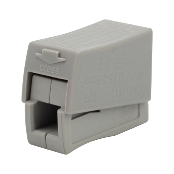 Строительно-монтажная клемма СМК 224-112 для светильника на 2 проводника 1.0-2.5/0.5-2.5 мм², белая (5 шт./уп.) REXANT