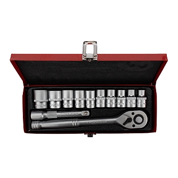 Набор торцевых головок 1/2, головки 10-24 мм, с трещоточным ключом, 12 предметов REXANT