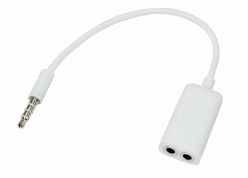 Аудиоразветвитель штекер 3,5мм на 2 по 3,5мм, 0,15м, белый REXANT