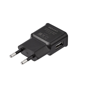 Сетевое зарядное устройство REXANT USB, 5V, 2.1 A, черное
