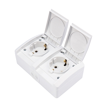 Блок горизонтальный 2 розетки INDUSTRIAL IP54 с/з, о/у, белый KRANZ