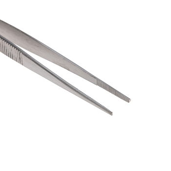 Пинцет прямой, узкий, рифленый 145мм ПРОФИ