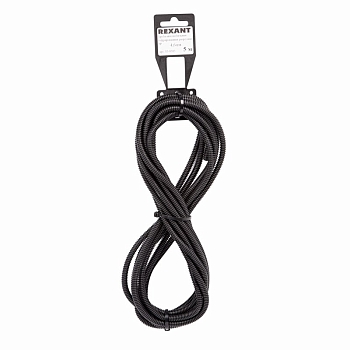 Труба автомобильная гофрированная ПП, Ø4,7мм, разрезная (бухта 5 м/уп) REXANT