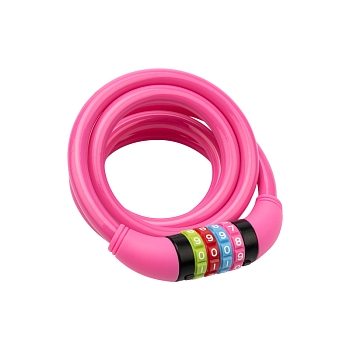 Замок тросовый кодовый взломостойкий для велосипедов и колясок 150см розовый ЧЕТЫРЕ СЕЗОНА