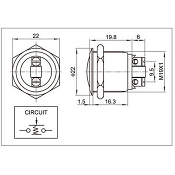 Кнопка антивандальная Ø19 Б/Фикс (2с винт) OFF-(ON) сфера (PBS-28В, A19-A2) REXANT
