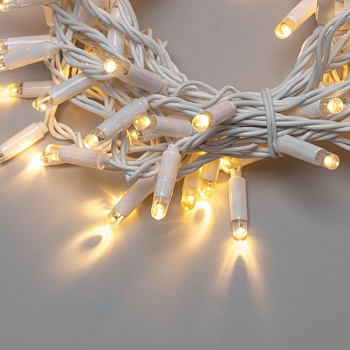 Гирлянда светодиодная Нить 10м 100 LED ТЕПЛЫЙ БЕЛЫЙ IP65 белый ПВХ постоянное свечение 24В соединяется NEON-NIGHT нужен транс-ор 531-100/531-311/531-312