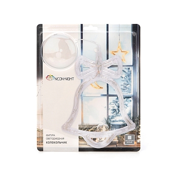 Фигура светодиодная Колокольчик на присоске с подвесом, цвет ТЕПЛЫЙ БЕЛЫЙ