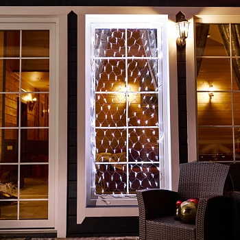 Гирлянда светодиодная Сеть 2х0,7м 176 LED БЕЛЫЙ черный ПВХ IP65 свечение с динамикой 230В контроллер в комплекте NEON-NIGHT