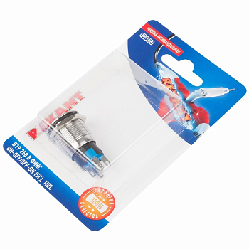 Кнопка  антивандальная Ø19 250В Фикс (5с) ON-OFF/OFF-ON подсв/красная  REXANT (в упак. 1шт.)