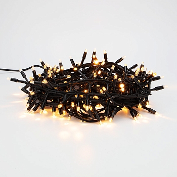 Гирлянда светодиодная Кластер 10м 200 LED ТЕПЛЫЙ БЕЛЫЙ черный каучук IP67 постоянное свечение 230В нужен блок 315-000 NEON-NIGHT