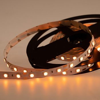 LED лента 5м открытая, 10 мм, IP23, SMD 5050, 60 LED/m, 12 V, цвет свечения желтый LAMPER