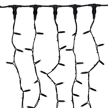 Гирлянда Светодиодный Дождь 2х6м, постоянное свечение, черный провод КАУЧУК, 230 В, диоды БЕЛЫЕ (шнур питания в комплекте)