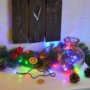 Гирлянда Твинкл Лайт 4 м, темно-зеленый ПВХ, 25 LED, цвет мультиколор