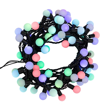 Гирлянда светодиодная Мультишарики Ø23мм 10м 80 LED RGB черный ПВХ IP65 быстрая смена цвета 230В нужен блок 303-500 NEON-NIGHT