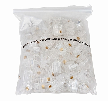 Разъем телефонный UTP, RJ-14 (6P4C), CAT 3 REXANT