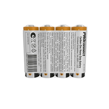 Батарейка солевая АА/R6, 1,5В, 4 шт, термопленка PROconnect