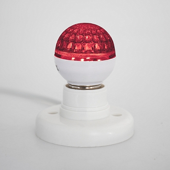 Лампа шар e27 10 LED Ø50мм красная 24В (постоянное напряжение)