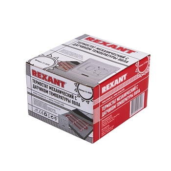 Терморегулятор механический с датчиком температуры воздуха и пола, черный REXANT