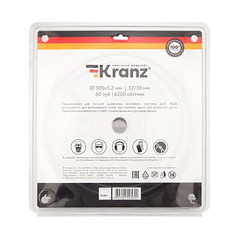 Диск пильный 305 мм х 60 зуб х 32/30 мм KRANZ
