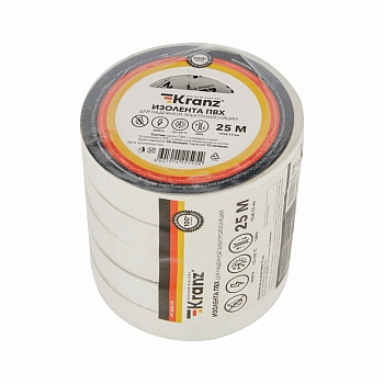 Изолента ПВХ 0,13х15мм, 25м, белая KRANZ