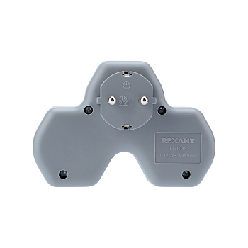 Тройник электрический 16А с/з с защитными шторками, белый REXANT