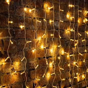 Гирлянда светодиодная Занавес 2х3м 600 LED ТЕПЛЫЙ БЕЛЫЙ прозрачный ПВХ IP65 эффект мерцания 230В нужен блок 303-500-1