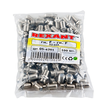 Переходник гнездо F – гнездо F, бочка с кольцом REXANT