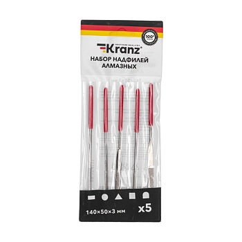 Набор надфилей алмазных KRANZ 140х50х3 мм, 5 шт.