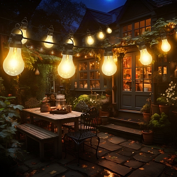 Гирлянда садовая Канэри, 10м, 3000К, встроенный аккумулятор, солнечная панель, коллекция Лондон REXANT