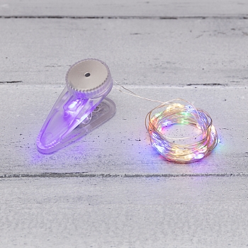 Гирлянда светодиодная Роса с прищепкой 3м, 30LED, МУЛЬТИКОЛОР, IP20, 2хCR2032 в комплекте NEON-NIGHT