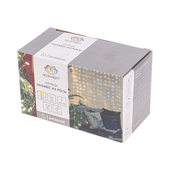 Гирлянда Светодиодный дождь из росы 3х3 м, теплый белый, USB + пульт управления NEON-NIGHT