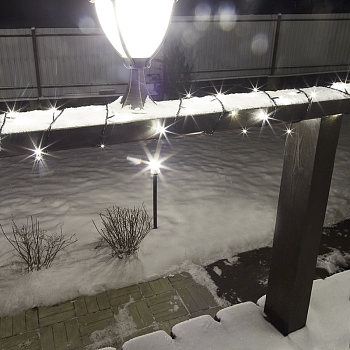 Гирлянда Нить управляемая 10м 100 LED ТЕПЛЫЙ БЕЛЫЙ черный ПВХ IP65 свечение с динамикой 230В нужен контроллер 217-204 NEON-NIGHT