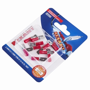 Клемма плоская изолированная РПи-п 1.5-(6.3)/РпИп 1,25-6-0,8 штекер 6.3 мм 0.5-1.5 мм², красный, в упак. 10 шт.  REXANT