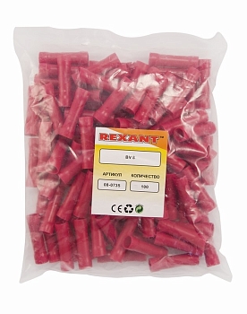 Соединительная гильза изолированная L-32 мм 6-10 мм² (ГСИ 10/ГСИ 6,0-10,0) красная REXANT