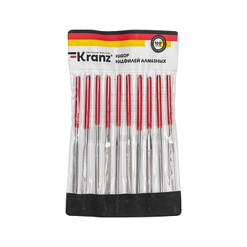 Набор надфилей алмазных 140х70х3мм, 10 шт. KRANZ