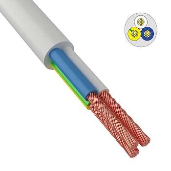 Провод соединительный ПВС 3х2,5 мм² 100 м белый ГОСТ 7399-97