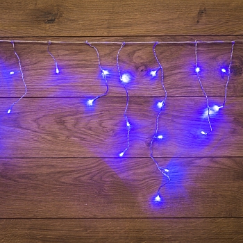 Гирлянда Бахрома (Айсикл), 1,8х0,5м, 48 LED СИНИЕ, прозрачный ПВХ, IP20, свечение с динамикой, 230В, не соединяется