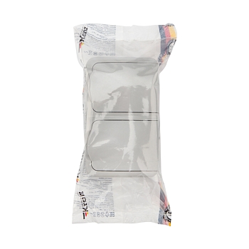 Блок горизонтальный 2 розетки (керамика) Mini OG IP54 с/з, о/у, серый KRANZ