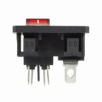 Выключатель клавишный 250 V 6 А (4с) ON-OFF красный с подсветкой и штекером C8 2PIN  REXANT