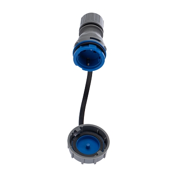 Розетка влагозащищенная кабельная переносная 1 гнездо, 2Р+РЕ, 16А, IP68, серая REXANT