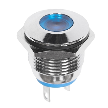Индикатор металл Ø16 12В подсв/синяя LED (GQ16F-D)  REXANT