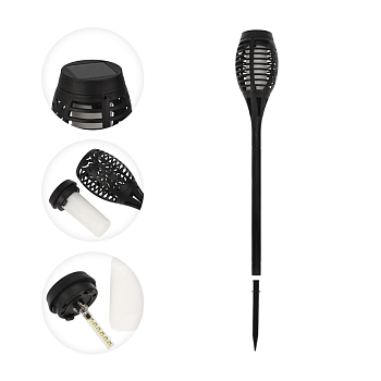 Светильник грунтовый Факел 3000К со встроенным аккумулятором, солнечной панелью, датчиком освещенности LAMPER