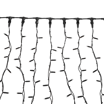 Гирлянда светодиодная Занавес 2х1,5м 360 LED БЕЛЫЙ черный КАУЧУК IP67 постоянное свечение 230В блок в комплекте NEON-NIGHT