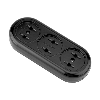 Колодка 3 гнезда карболитовая б/з 16А, черная REXANT