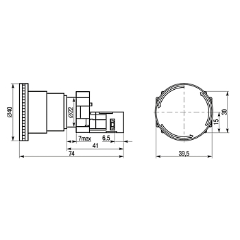 Кнопка XB2-BS поворотная красная грибок NC