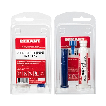 Флюс-гель для пайки, BGA и SMD, 12мл, техно-шприц, блистер REXANT