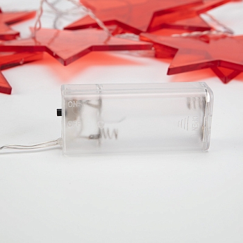 Гирлянда светодиодная Звездопад красная 10 LED, 2,25 м, прозрачный ПВХ, теплый белый свет свечения, 2 х АА (батарейки не в комплекте) NEON-NIGHT