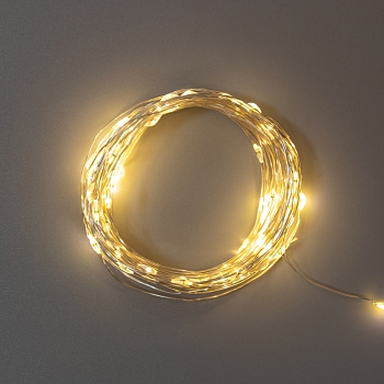 Гирлянда Роса 10м, 100LED, теплый белый, IP44, на батарейках 3хАА, с пультом 8 режимов NEON-NIGHT