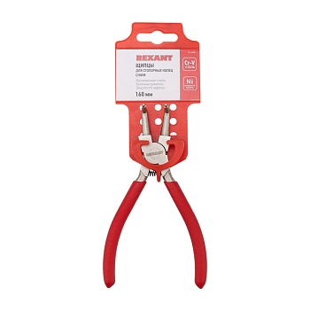 Щипцы для стопорных колец загнутый сжим 160мм, обливные рукоятки REXANT